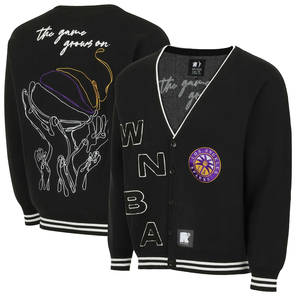 Unisex round21 Black Los Angeles Sparks Campus Fit Full-Button Cardigan