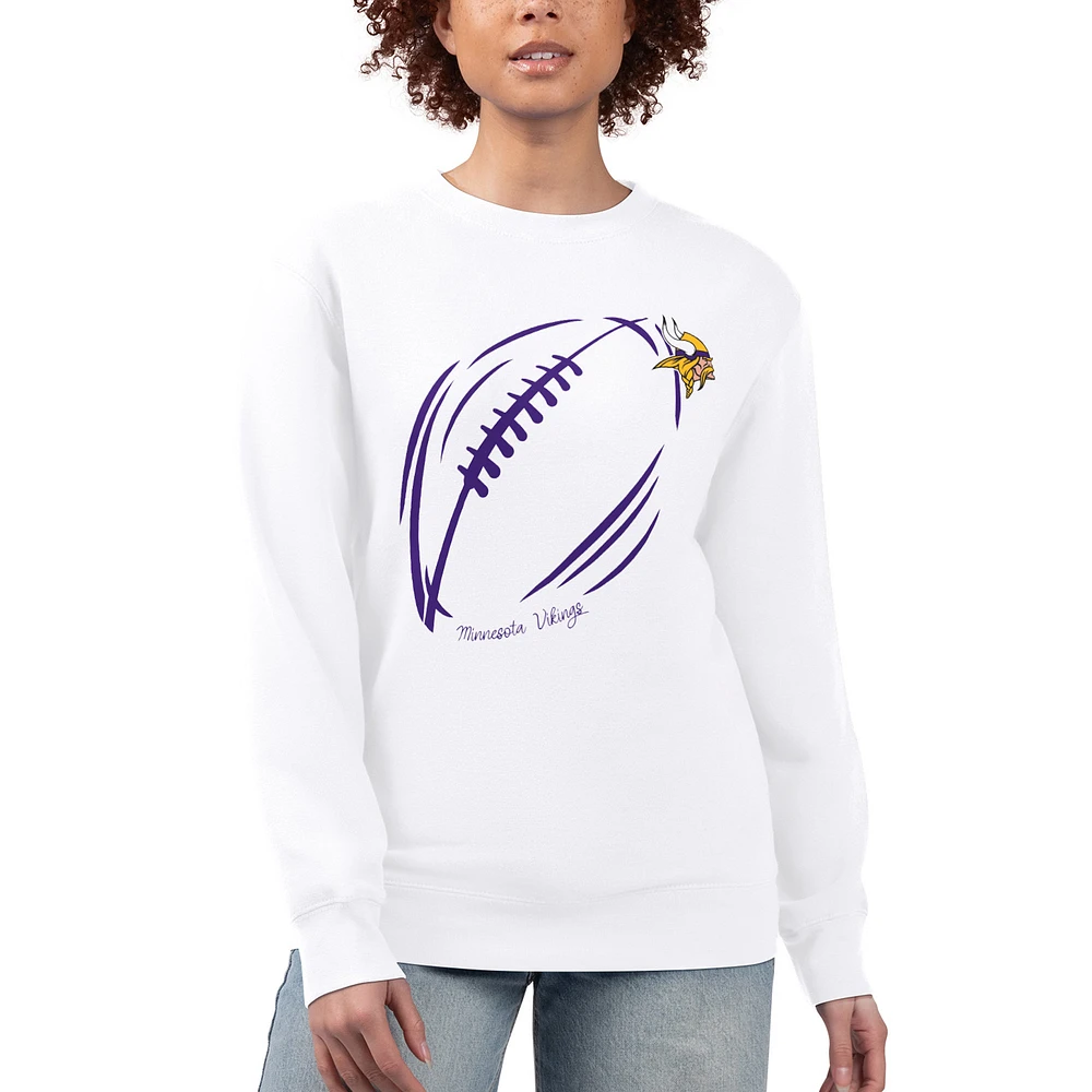 Women's G-III 4Her by Carl Banks Minnesota Vikings Football Logo Graphic Fleece Tri-Blend Pullover Sweatshirt