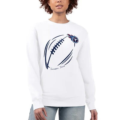 Women's G-III 4Her by Carl Banks White Tennessee Titans Football Logo Graphic Fleece Tri-Blend Pullover Sweatshirt