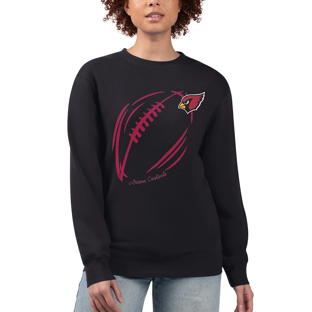 Women's G-III 4Her by Carl Banks Black Arizona Cardinals Football Logo Graphic Fleece Tri-Blend Pullover Sweatshirt