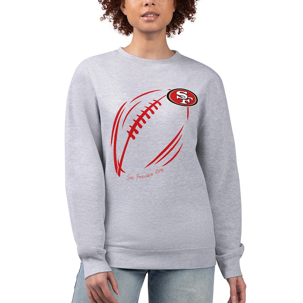Women's G-III 4Her by Carl Banks Heather Gray San Francisco 49ers Football Logo Graphic Fleece Tri-Blend Pullover Sweatshirt