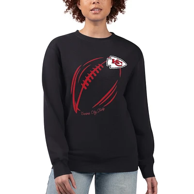 Women's G-III 4Her by Carl Banks Kansas City Chiefs Football Logo Graphic Fleece Tri-Blend Pullover Sweatshirt