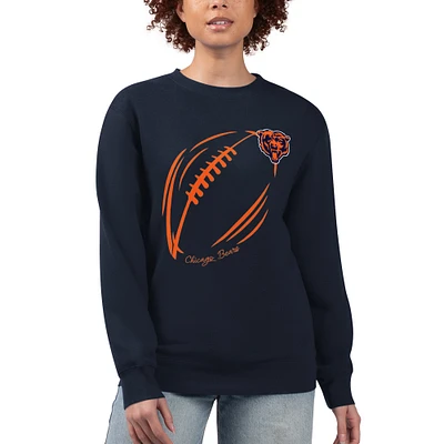 Women's G-III 4Her by Carl Banks Navy Chicago Bears Football Logo Graphic Fleece Tri-Blend Pullover Sweatshirt