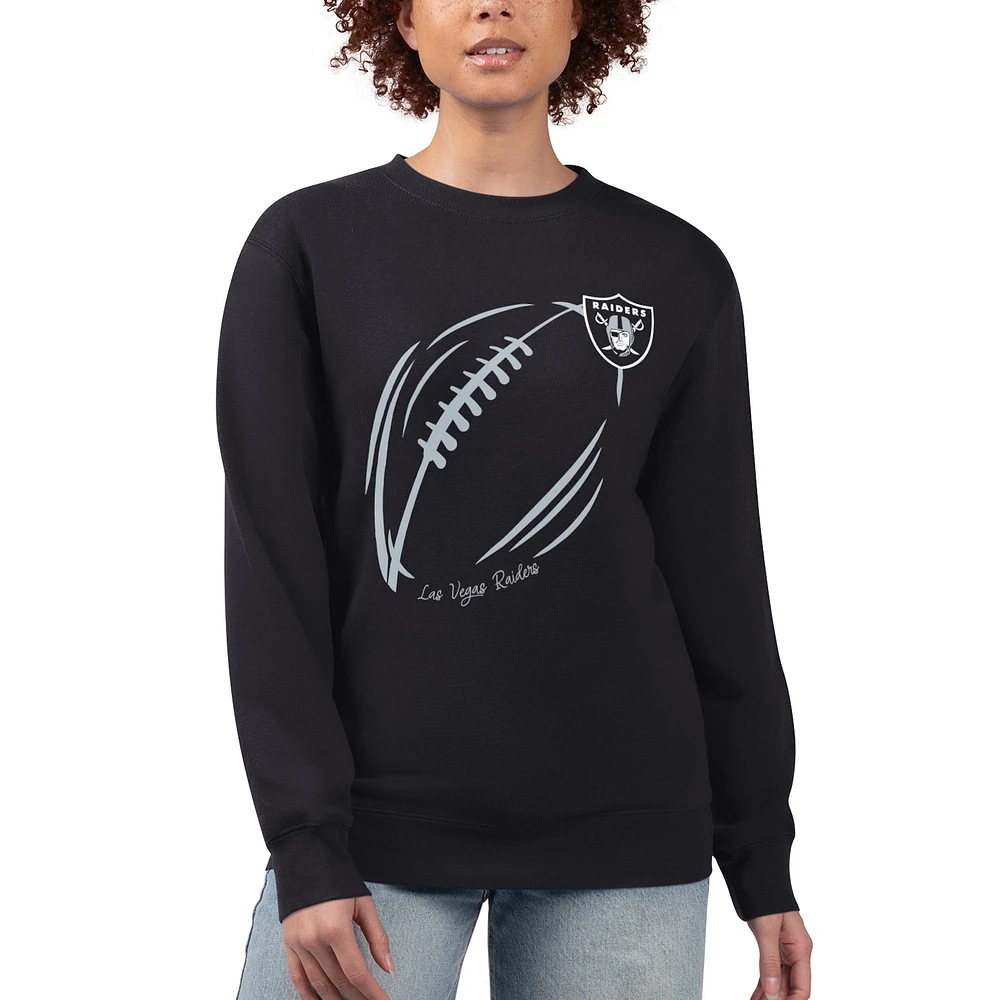 Women's G-III 4Her by Carl Banks Las Vegas Raiders Football Logo Graphic Fleece Tri-Blend Pullover Sweatshirt