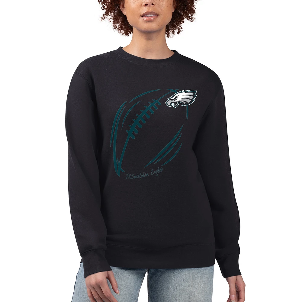 Women's G-III 4Her by Carl Banks Philadelphia Eagles Football Logo Graphic Fleece Tri-Blend Pullover Sweatshirt