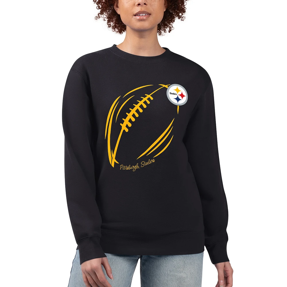 Women's G-III 4Her by Carl Banks Pittsburgh Steelers Football Logo Graphic Fleece Tri-Blend Pullover Sweatshirt