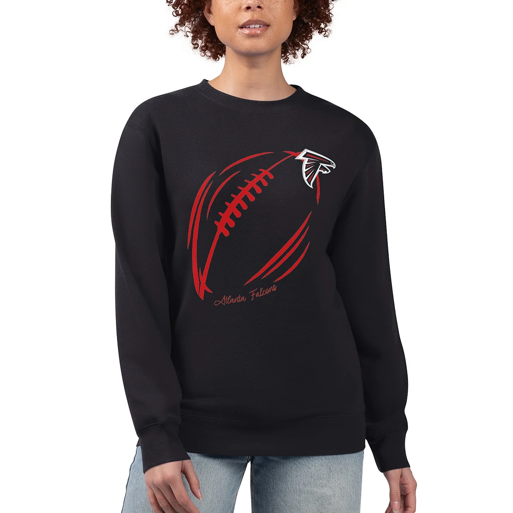 Women's G-III 4Her by Carl Banks Black Atlanta Falcons Football Logo Graphic Fleece Tri-Blend Pullover Sweatshirt