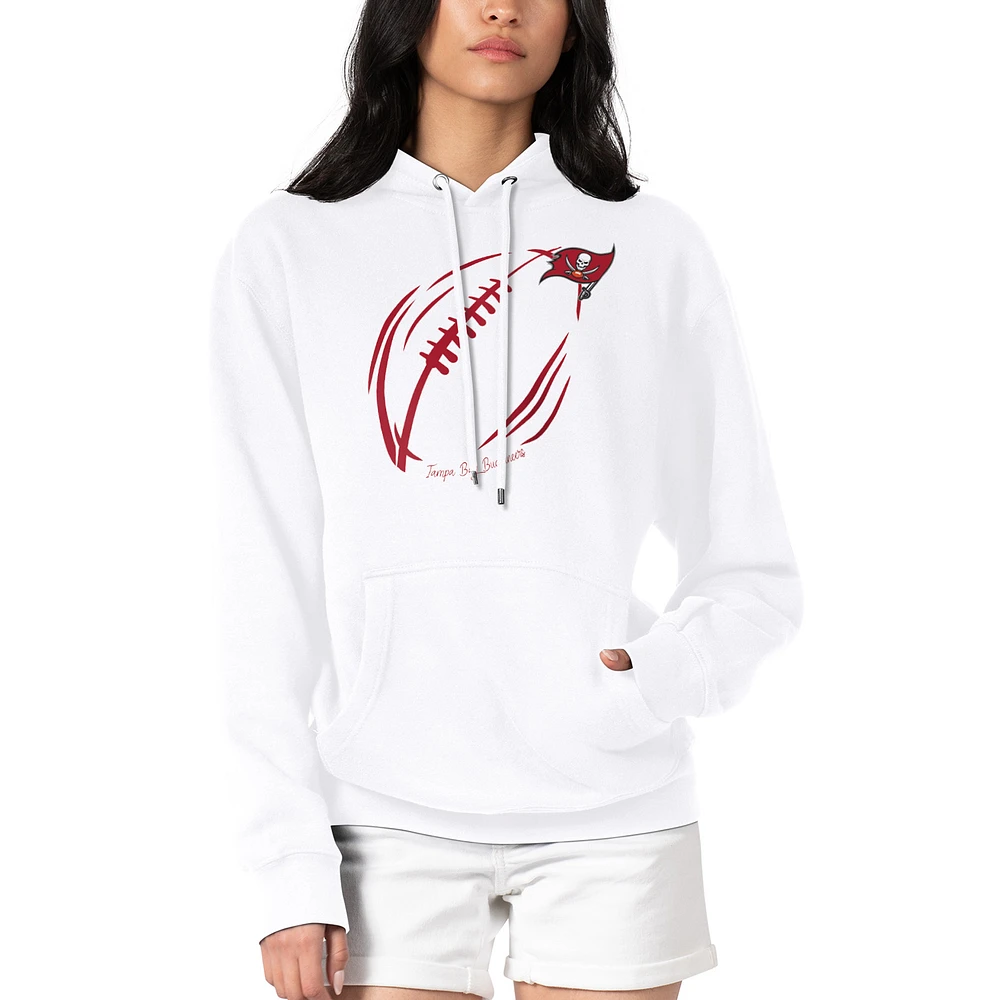 Women's G-III 4Her by Carl Banks White Tampa Bay Buccaneers Football Logo Fleece Tri-Blend Pullover Hoodie