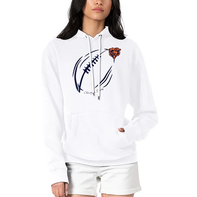 Women's G-III 4Her by Carl Banks White Chicago Bears Football Logo Fleece Tri-Blend Pullover Hoodie