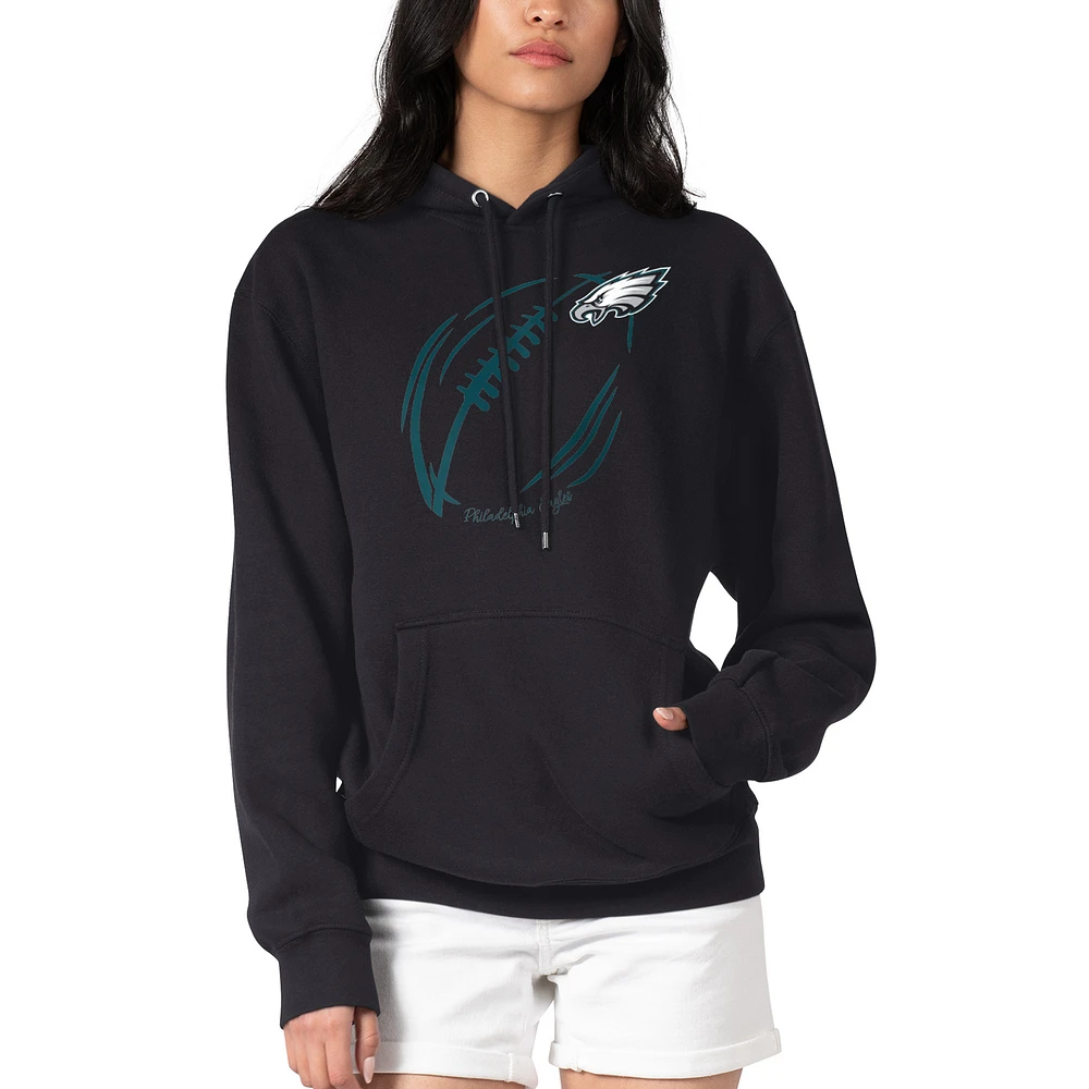 Women's G-III 4Her by Carl Banks Philadelphia Eagles Football Logo Fleece Tri-Blend Pullover Hoodie