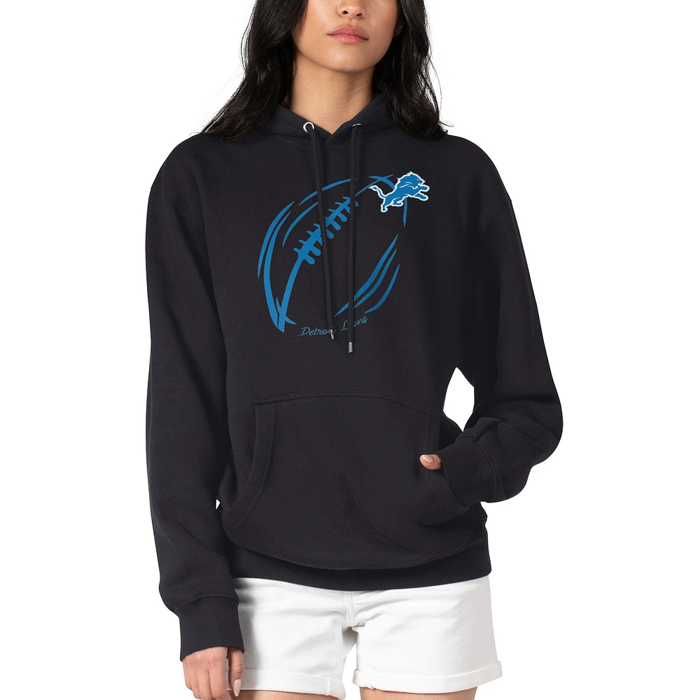 Women's G-III 4Her by Carl Banks Detroit Lions Football Logo Fleece Tri-Blend Pullover Hoodie