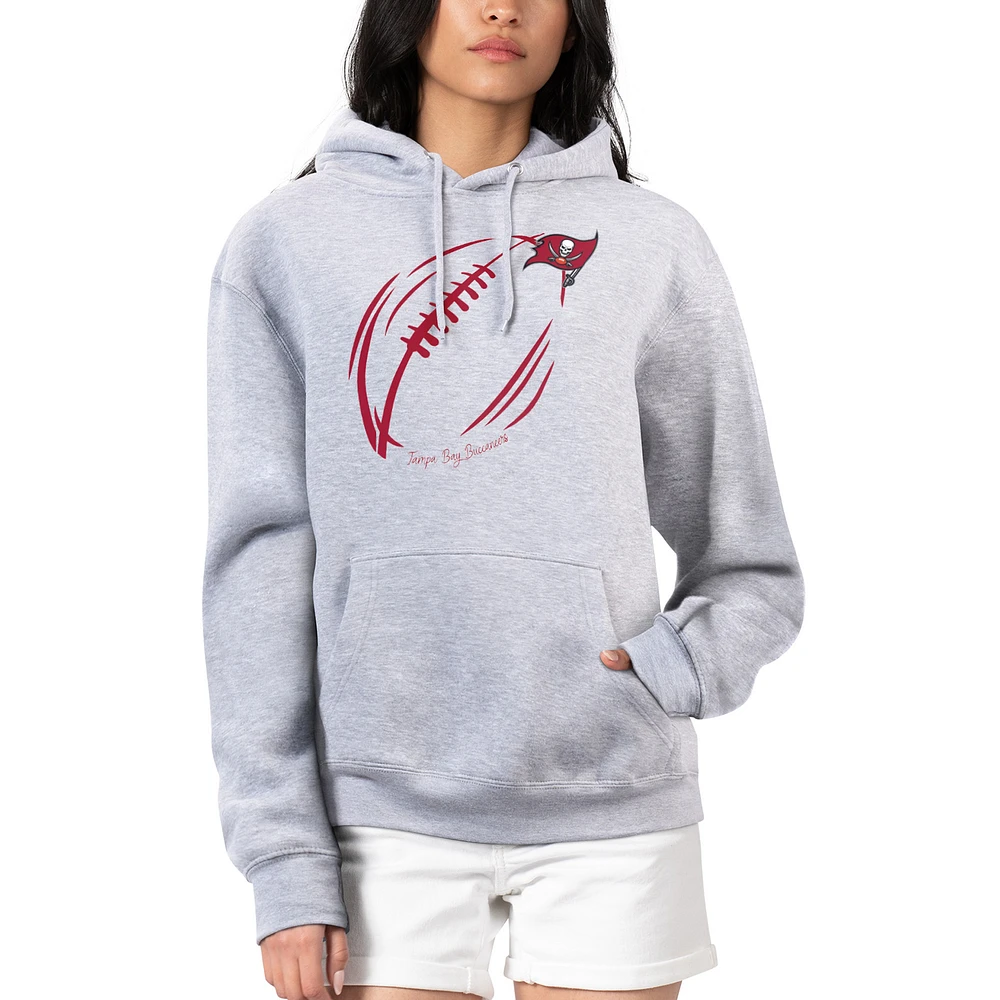 Women's G-III 4Her by Carl Banks Heather Gray Tampa Bay Buccaneers Football Logo Fleece Tri-Blend Pullover Hoodie