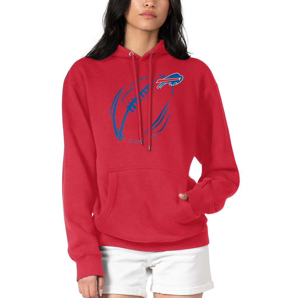 Women's G-III 4Her by Carl Banks Red Buffalo Bills Football Logo Fleece Tri-Blend Pullover Hoodie