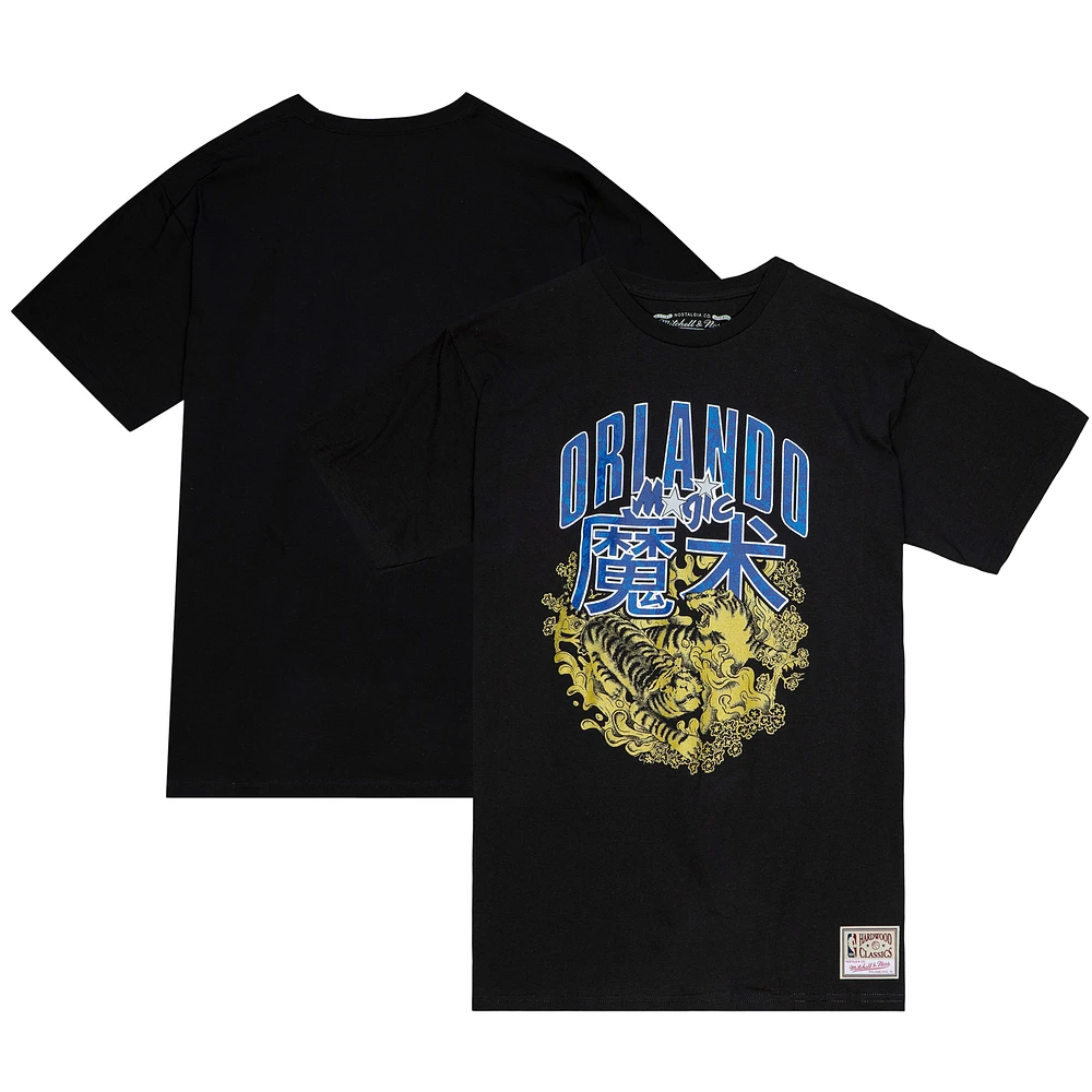Men's Mitchell & Ness Black Orlando Magic Hardwood Classics Chinese New Year 4.0 T-Shirt