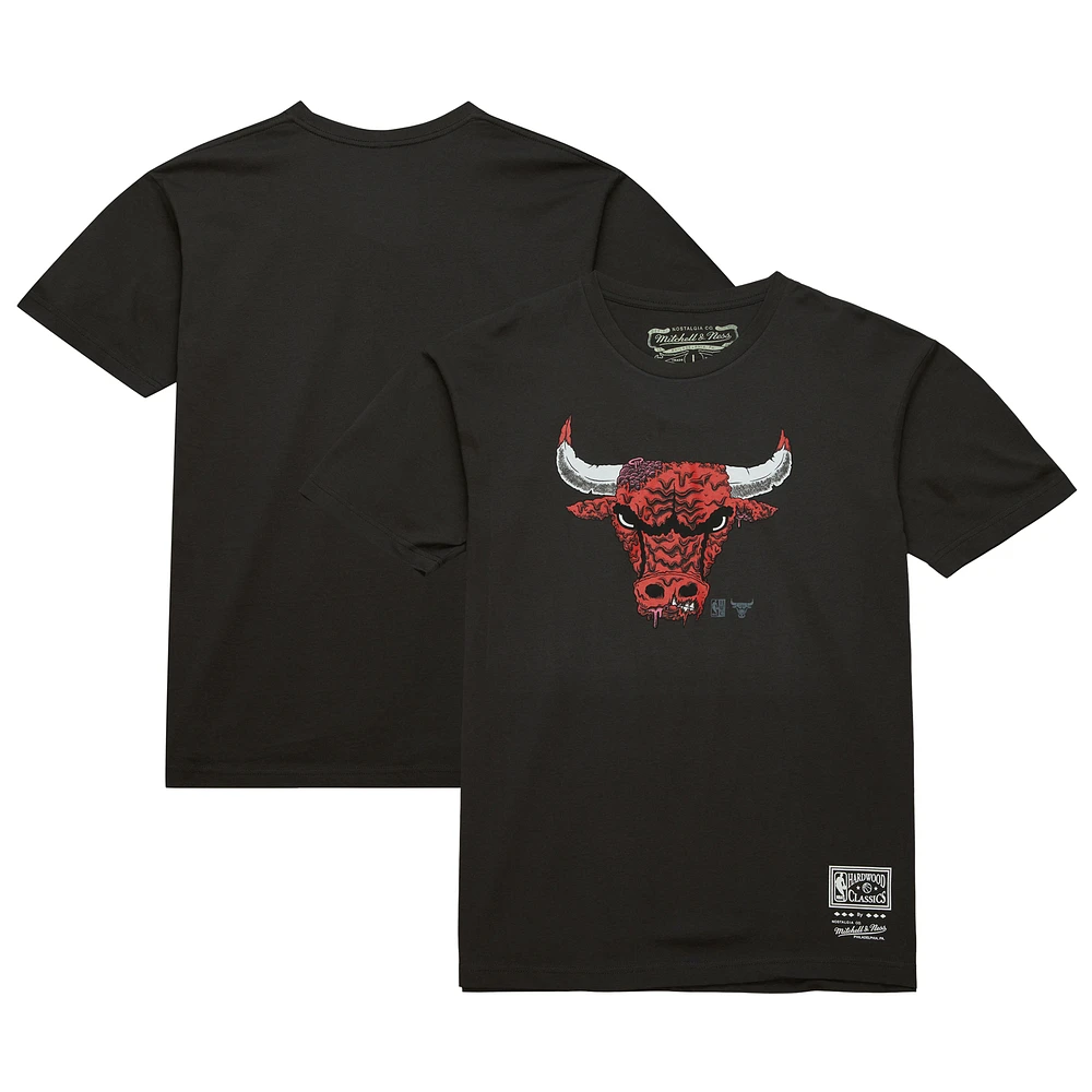 Men's Mitchell & Ness Black Chicago Bulls Hardwood Classics Deconstructed T-Shirt