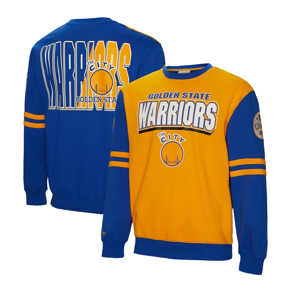 Men's Mitchell & Ness Gold Golden State Warriors All Over Pullover Sweatshirt