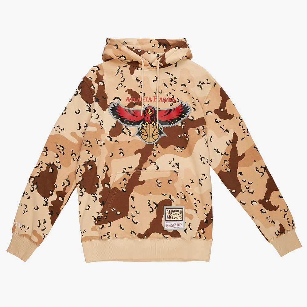 Men's Mitchell & Ness Camo Atlanta Hawks Hardwood Classics Reflective Pullover Hoodie