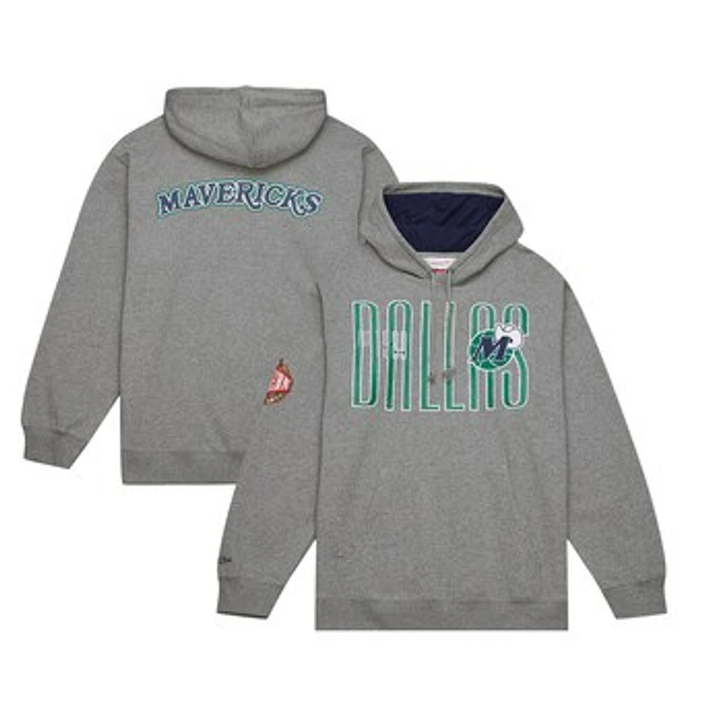 Men's Mitchell & Ness Heather Gray Dallas Mavericks Team OG Fleece Pullover Hoodie