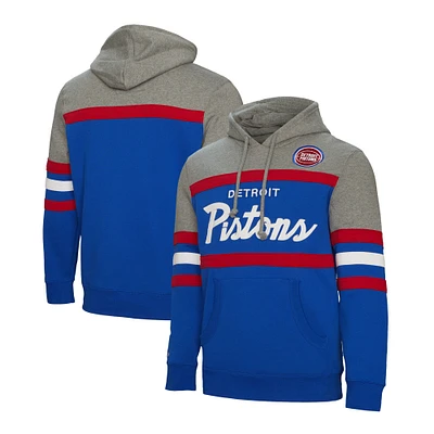 Men's Mitchell & Ness Blue Detroit Pistons Head Coach Pullover Hoodie