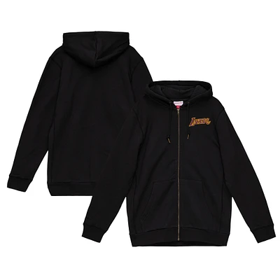 Men's Mitchell & Ness Black Los Angeles Lakers Heavyweight Fleece Full-Zip Hoodie