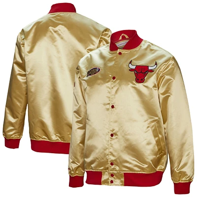 Men's Mitchell & Ness Gold Chicago Bulls Fashion Lightweight Satin Full-Snap Jacket