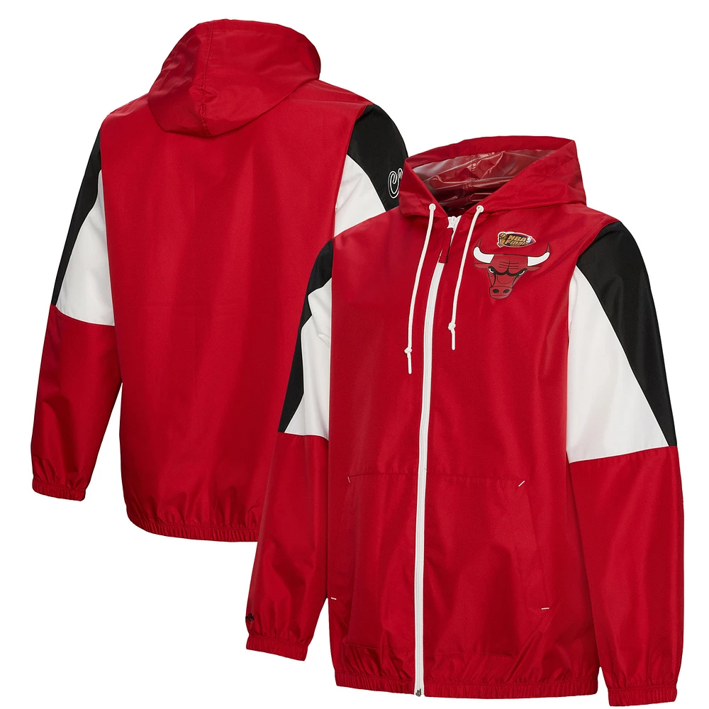 Men's Mitchell & Ness Red Chicago Bulls Throw It Back Full-Zip Windbreaker Jacket