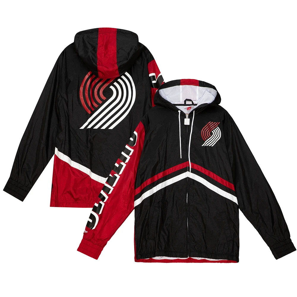 Men's Mitchell & Ness Black Portland Trail Blazers Undeniable Full-Zip Windbreaker Jacket
