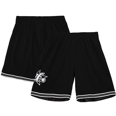 Men's Mitchell & Ness Black Philadelphia 76ers 1999-00 Hardwood Classics White Logo Swingman Shorts