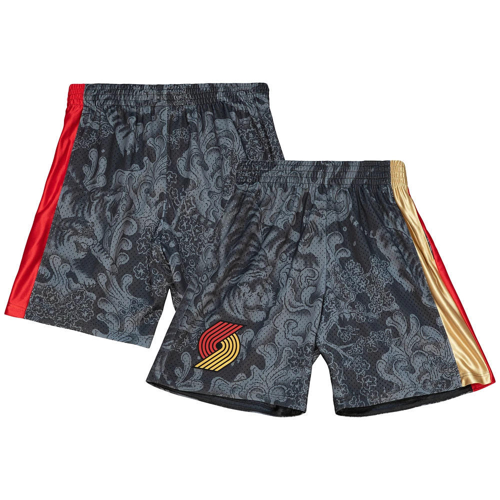 Men's Mitchell & Ness Black Portland Trail Blazers 1996/97 Hardwood Classics Chinese New Year 4.0 Swingman Shorts