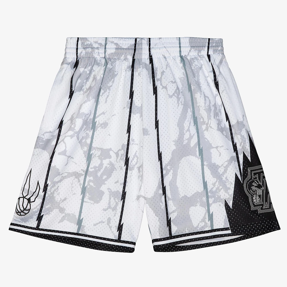 Men's Mitchell & Ness White Toronto Raptors 2009/10 Hardwood Classics Marble Swingman Shorts