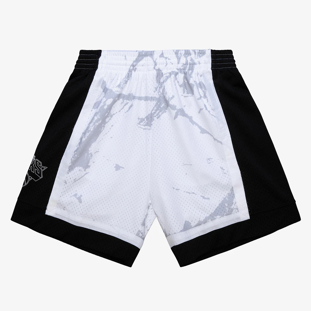 Men's Mitchell & Ness White New York Knicks 2009/10 Hardwood Classics Marble Swingman Shorts
