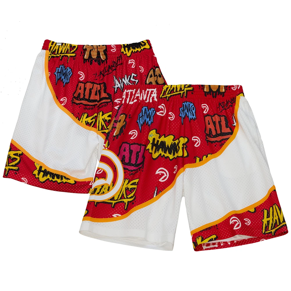 Men's Mitchell & Ness Red Atlanta Hawks 1998-99 Hardwood Classics Slap Sticker Swingman Shorts