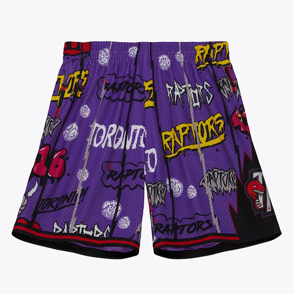 Men's Mitchell & Ness Purple Toronto Raptors 1998/99 Hardwood Classics Slap Sticker Swingman Shorts