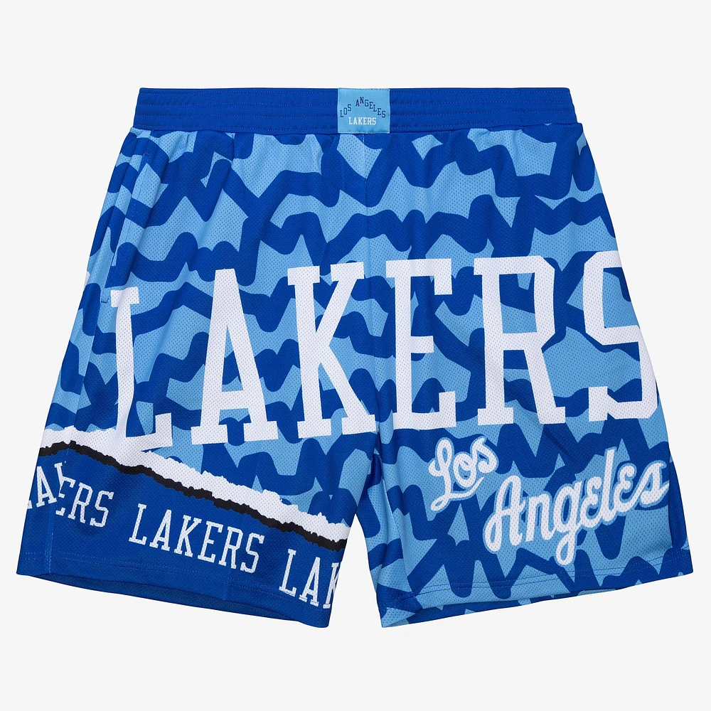 Men's Mitchell & Ness Royal/Powder Blue Los Angeles Lakers Jumbotron 2.0 Sublimated Shorts