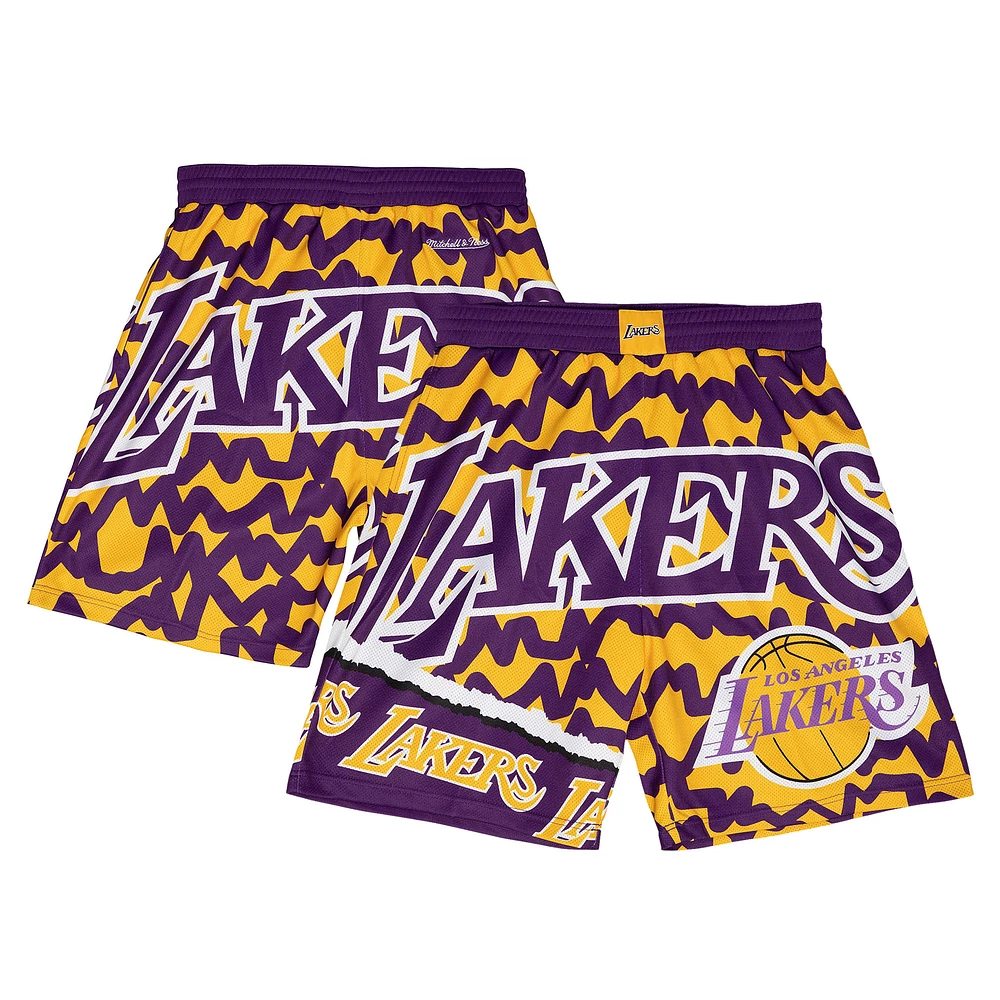 Men's Mitchell & Ness Purple/Gold Los Angeles Lakers Jumbotron 2.0 Sublimated Shorts