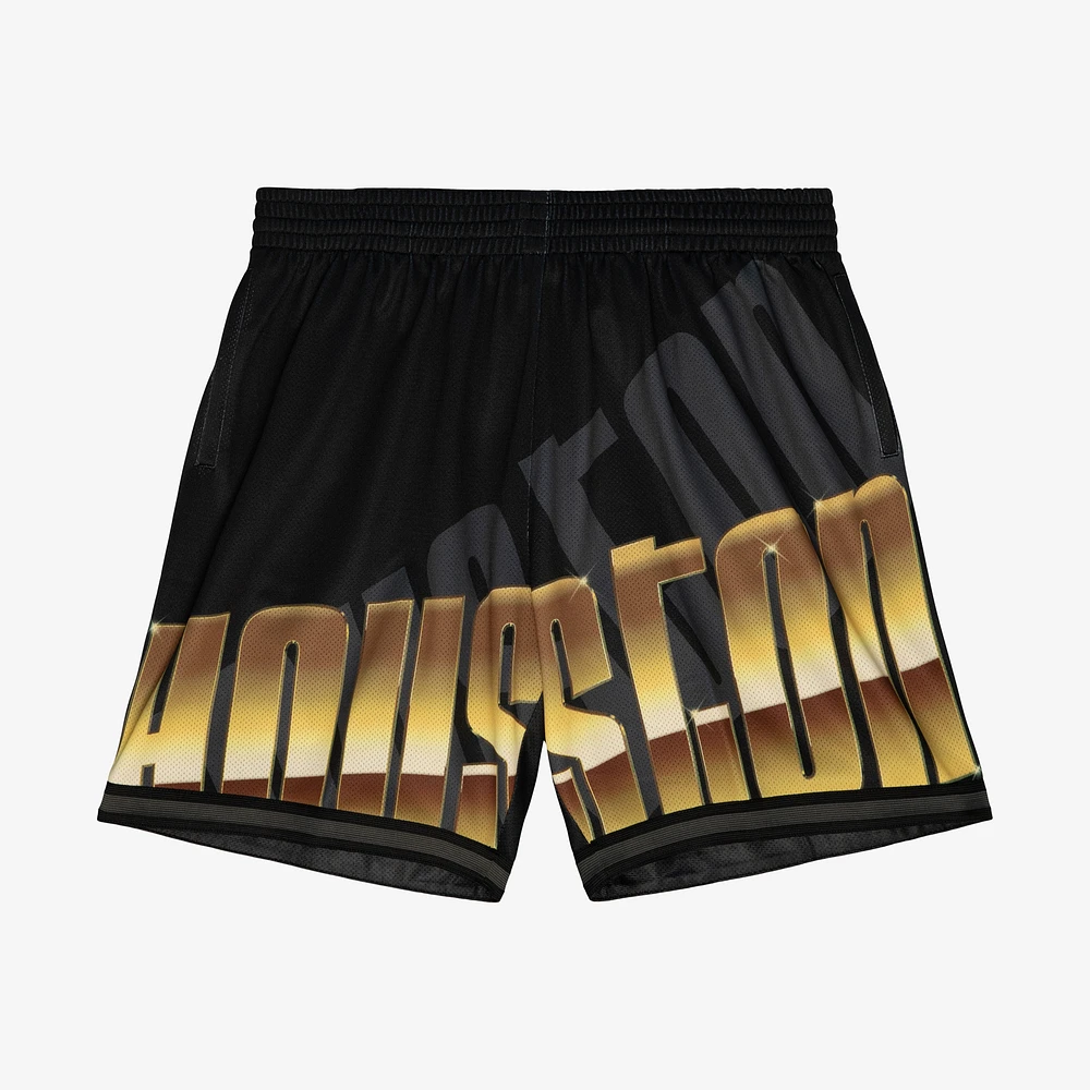 Men's Mitchell & Ness Black Houston Rockets Big Face 4.0 Fashion Shorts