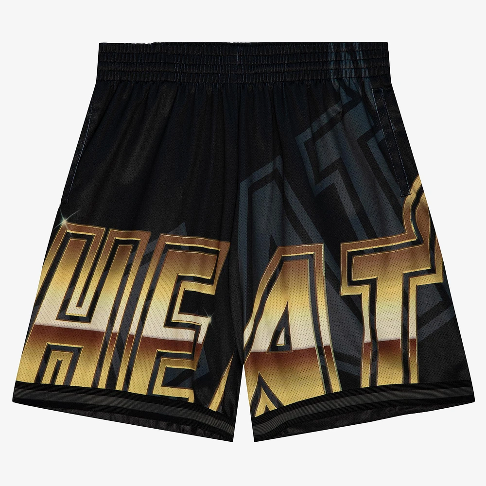 Men's Mitchell & Ness Black Miami Heat Big Face Fashion Shorts