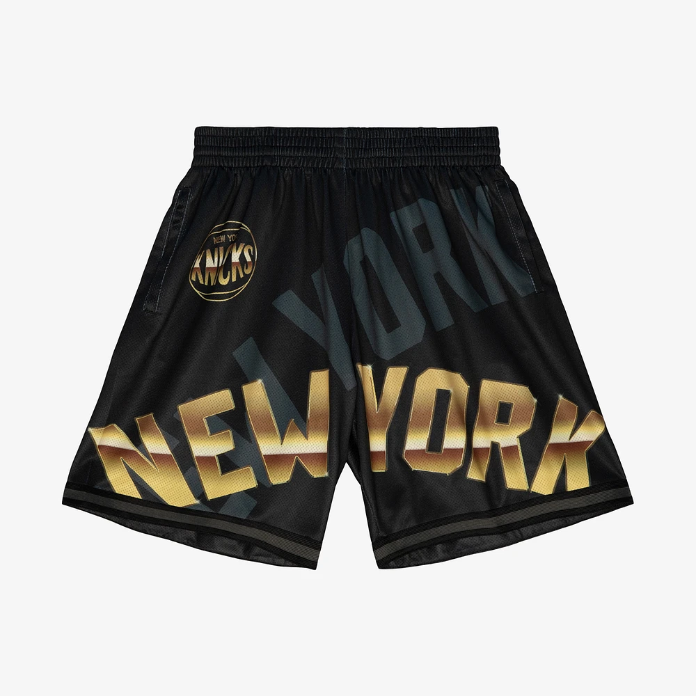 Men's Mitchell & Ness Black New York Knicks Big Face 4.0 Fashion Shorts