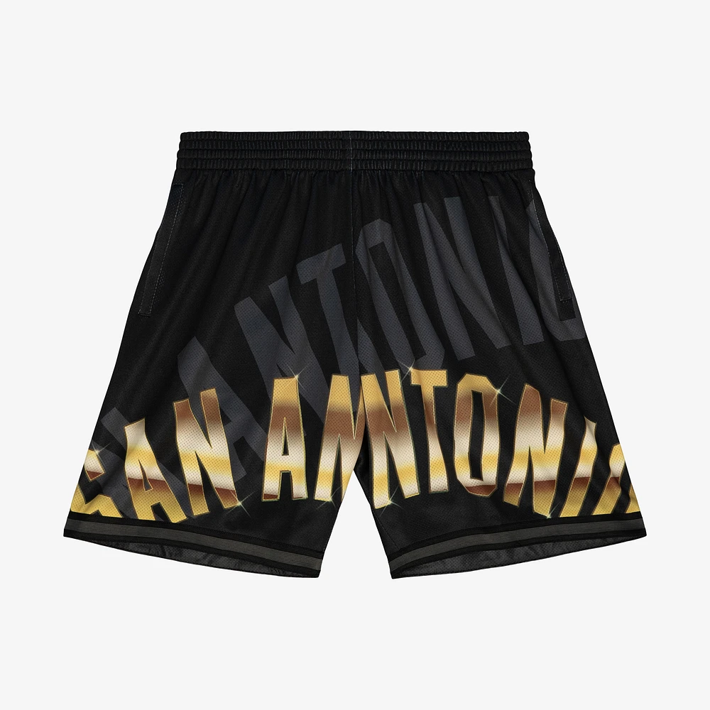 Men's Mitchell & Ness Black San Antonio Spurs Big Face 4.0 Fashion Shorts