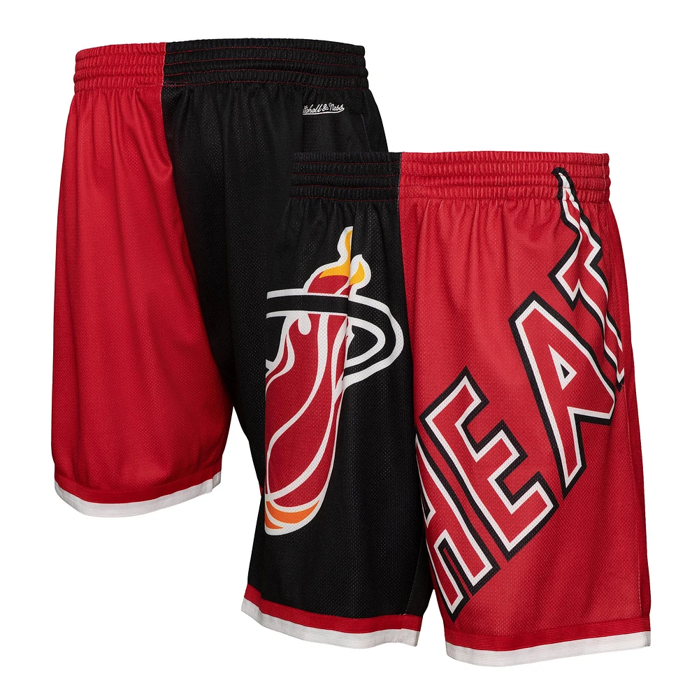 Men's Mitchell & Ness Black Miami Heat Big Face 5.0 Fashion Shorts
