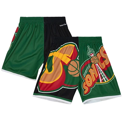 Men's Mitchell & Ness Black Seattle SuperSonics Big Face 5.0 Fashion Shorts