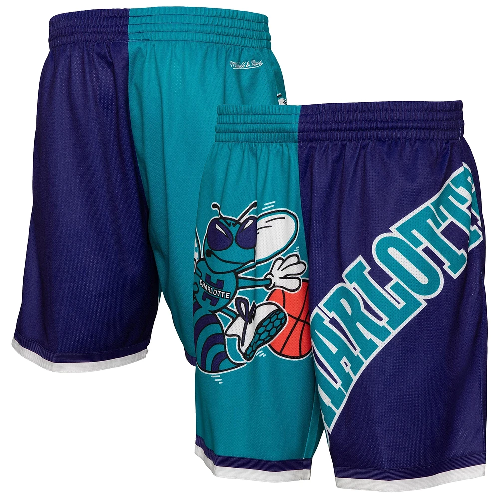 Men's Mitchell & Ness Teal Charlotte Hornets Big Face 5.0 Fashion Shorts