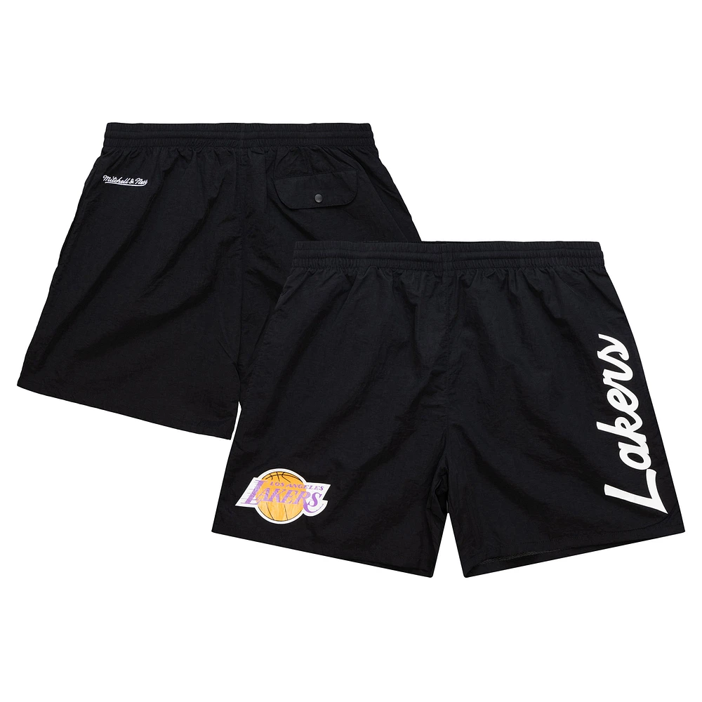 Men's Mitchell & Ness Black Los Angeles Lakers Team Essentials Nylon Shorts