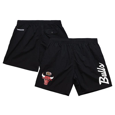 Men's Mitchell & Ness Black Chicago Bulls Team Essentials Nylon Shorts