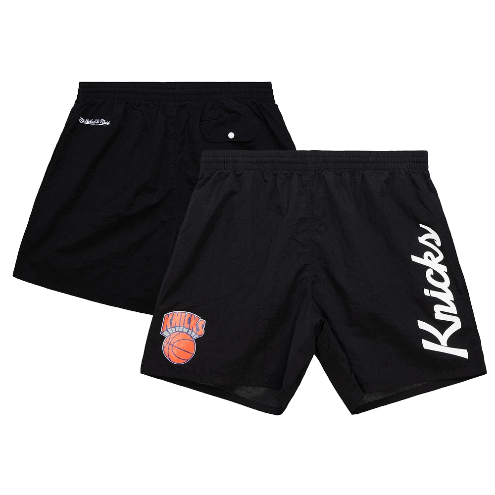 Men's Mitchell & Ness Black New York Knicks Team Essentials Nylon Shorts