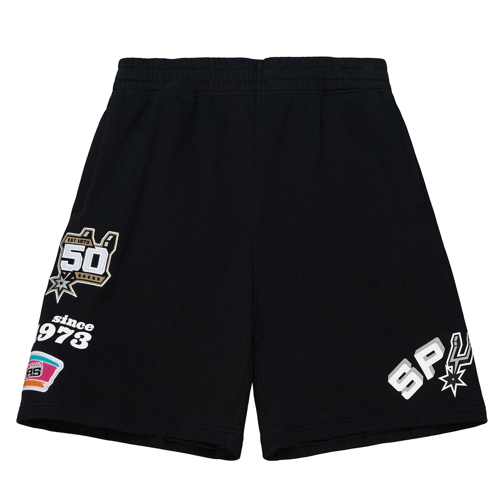 Men's Mitchell & Ness Black San Antonio Spurs Team Origins Fleece Shorts