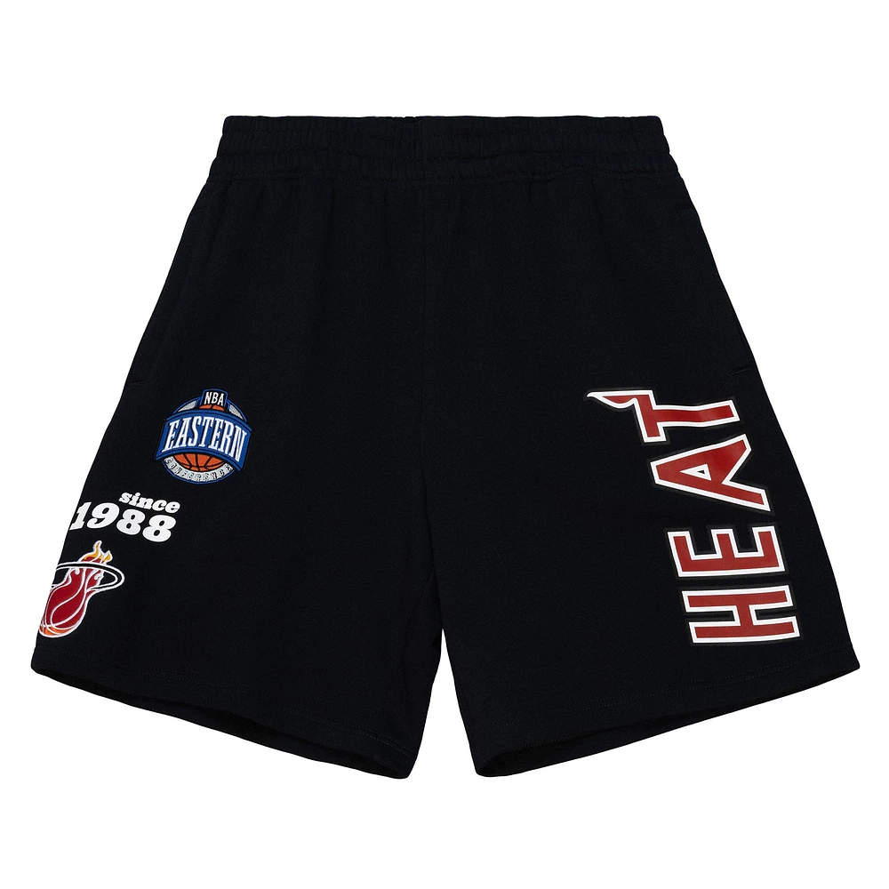 Men's Mitchell & Ness Black Miami Heat Team Origins Fleece Shorts