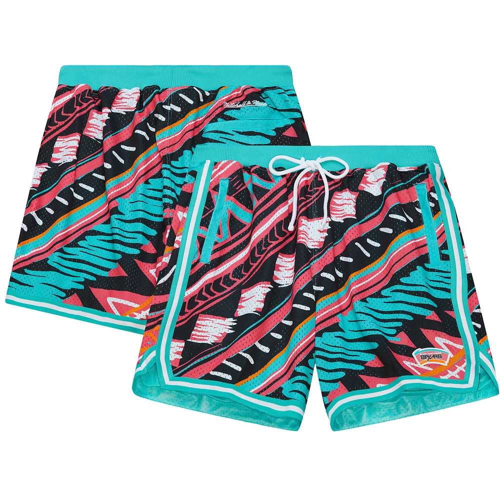 Men's Mitchell & Ness Teal San Antonio Spurs Game Day Pattern Shorts