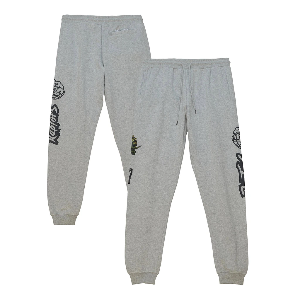Men's Mitchell & Ness Heather Gray Toronto Raptors Ghost Green Camo Sweatpants