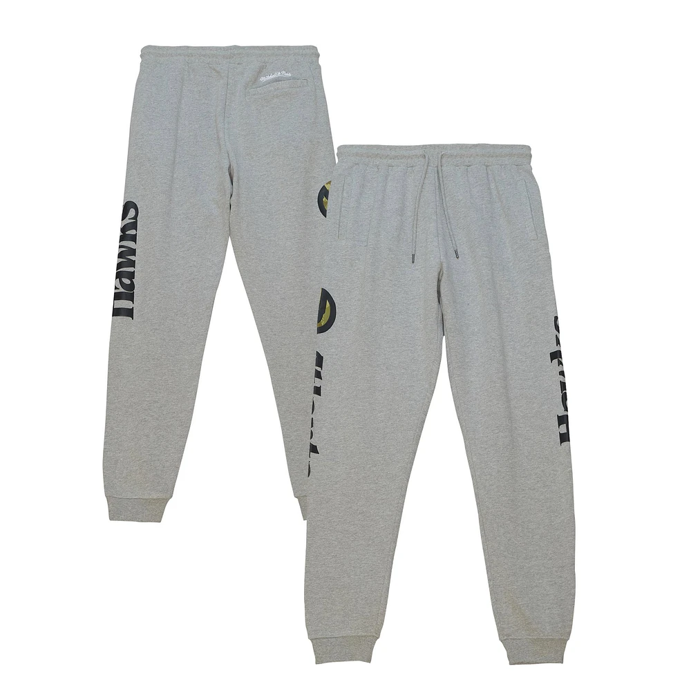 Men's Mitchell & Ness Heather Gray Atlanta Hawks Ghost Green Camo Sweatpants